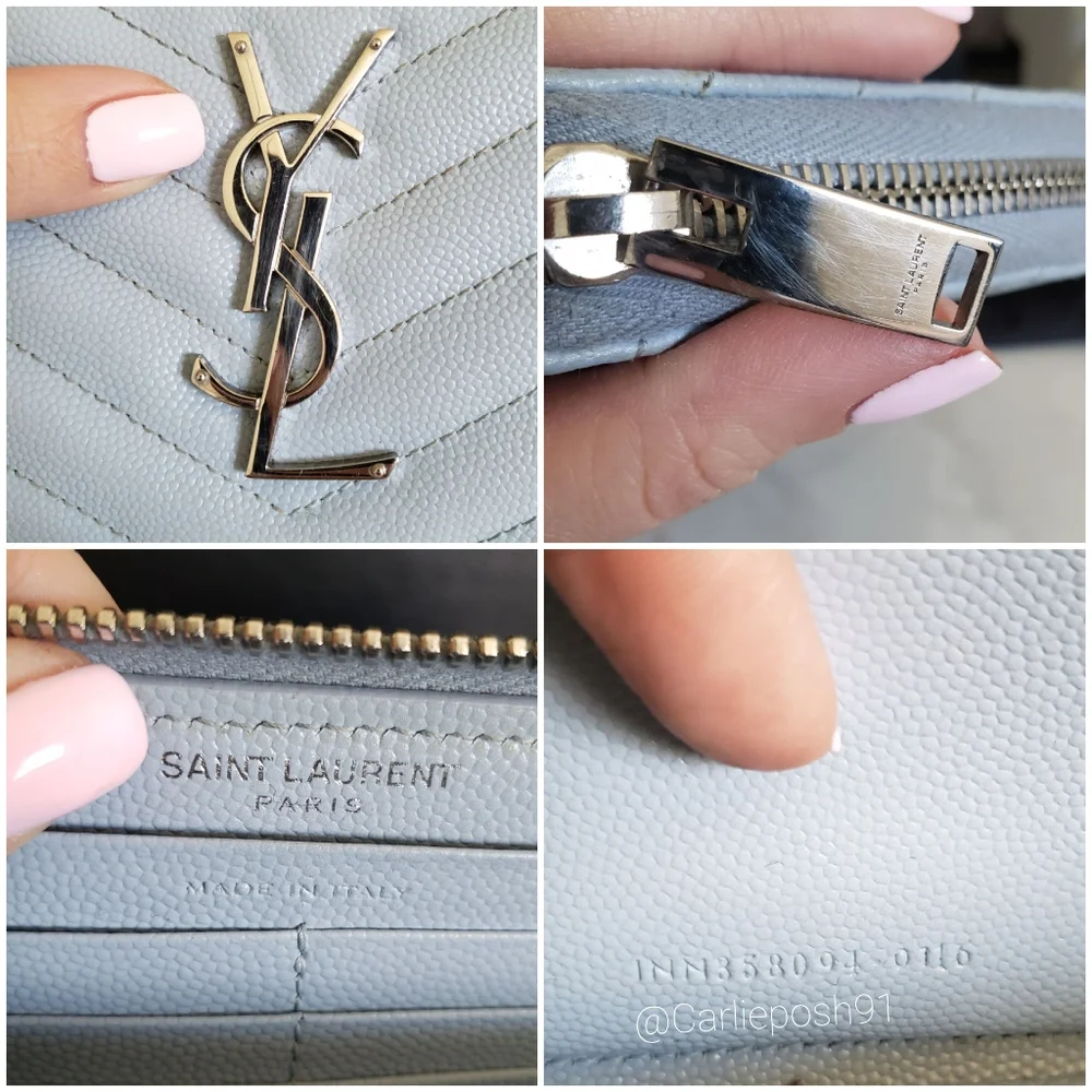 Authentic Pre-owned Yves Saint Laurent Grain De Poudre Chevron Long Wallet - Picture 10 of 11